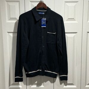 Button-Up Cardigan with White Trim